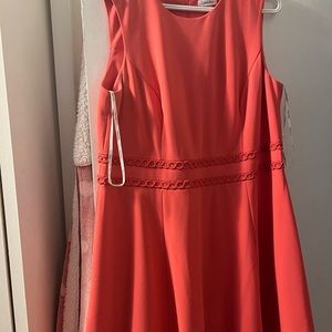 Calvin Klein dress, very pink orange in person.